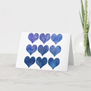 Carte AJOUTEZ VOTRE PROPRE TEXTE Coeurs d'amour bleu