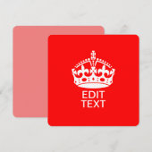 Carte Ajoutez votre texte GARDEZ CALM CROWN sur Red Pers (Devant / Derrière)