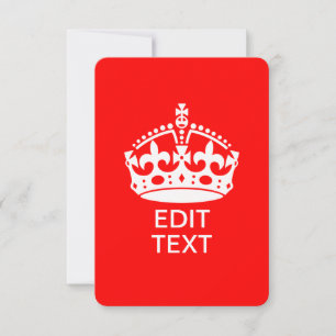 Carte Ajoutez votre texte GARDEZ CALME CROWN sur Red Per