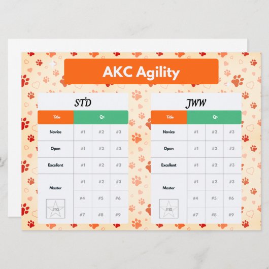 Carte AKC Agility Master STD & JWW Titacker (Devant / Derrière)