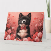 Carte Akita américain avec des roses - Saint-Valentin (Devant)