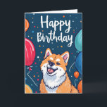 Carte Akita avec ballons Anniversaire<br><div class="desc">Présentez notre charmante carte d'anniversaire de chien, la façon parfaite de célébrer la journée spéciale de votre ami furry! Le devant de la carte s'exclame : "Joyeux anniversaire !" en caractère ludique et fantaisiste, donnant le ton de la joie à l'intérieur. Conçu pour ceux qui considèrent leur famille de chiens,...</div>