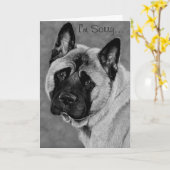 Carte akita avec visage noir et oreilles portrait de chi (Fleur jaune)