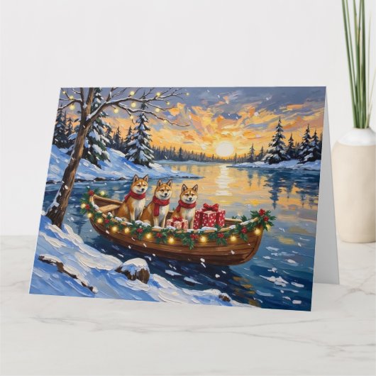 Carte Akita Christmas Boat Holiday (Devant)