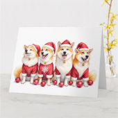 Carte Akita Christmas Dress Santa Hat (Fleur jaune)