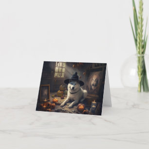 Carte Akita Citrouilles Halloween effroi