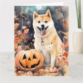 Carte Akita d'Halloween avec citrouilles effrayant (Devant)