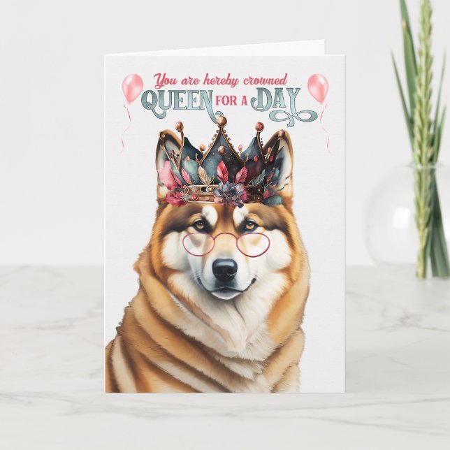 Carte Akita Dog Queen pour la journée drôle Anniversaire (Devant)