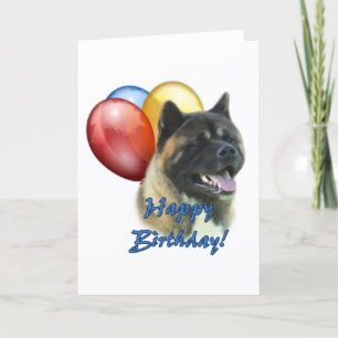 Carte Akita Joyeux Ballons d'anniversaire