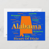 Carte Alabama Silhouette Pop Art (Devant / Derrière)