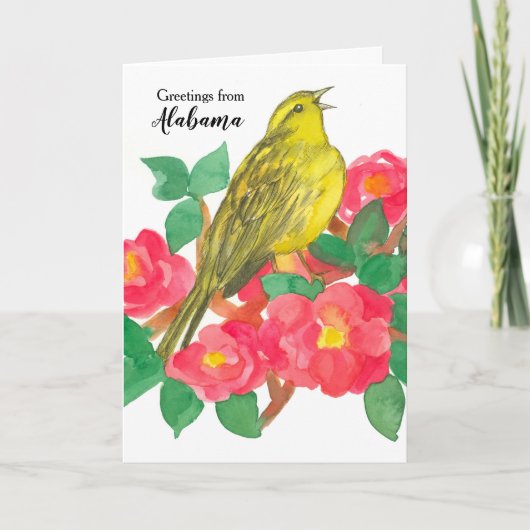 Carte Alabama Yellowhammer State Bird Camellia Fleur (Devant)