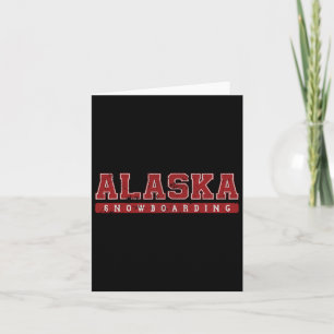 Carte Alaska Snowboard Rouge Texte Vintage