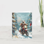 Carte Alaskan Malamute Dog équitation moto Noël (Devant)