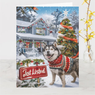 Carte Alaskan Malamute Festive Humour Realtor Noël