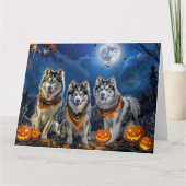 Carte Alaskan Malamute Halloween Éffrayant (Devant)
