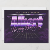 Carte Albert Name Prénom lila retro (Devant)