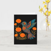 Carte Alebrije Hummingbird Flower Mexican Folk Art Bird (Fleur jaune)