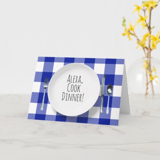 Carte Alexa Command on white plate birthday (Fleur jaune)