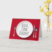 Carte Alexa Command white dinner plate birthday (Fleur jaune)