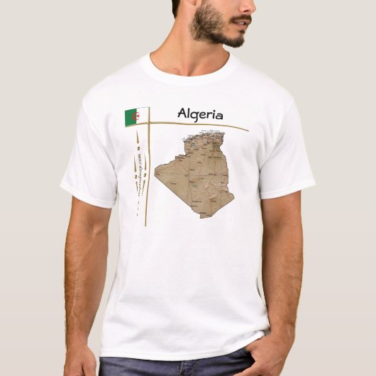 Carte Algérie + Drapeau + Titre T-shirt (Devant)