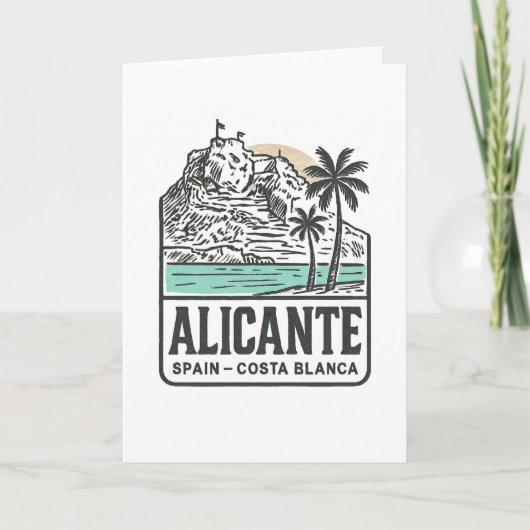 Carte Alicante Sketch Santa Bárbara Castle Costa Blanca  (Devant)