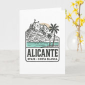 Carte Alicante Sketch Santa Bárbara Castle Costa Blanca  (Fleur jaune)