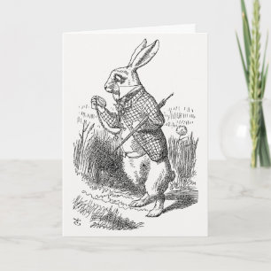 Carte Alice au pays des merveilles, le lapin blanc regar