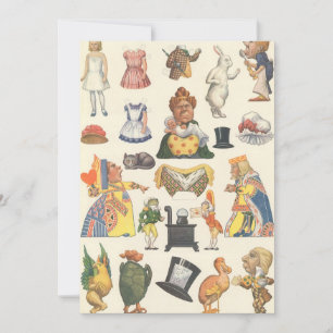 Carte Alice au pays des merveilles, poupée en papier vic