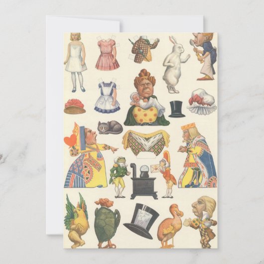 Carte Alice au pays des merveilles, poupée en papier vic (Devant)