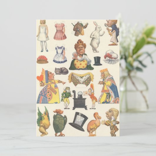 Carte Alice au pays des merveilles, poupée en papier vic (Debout devant)