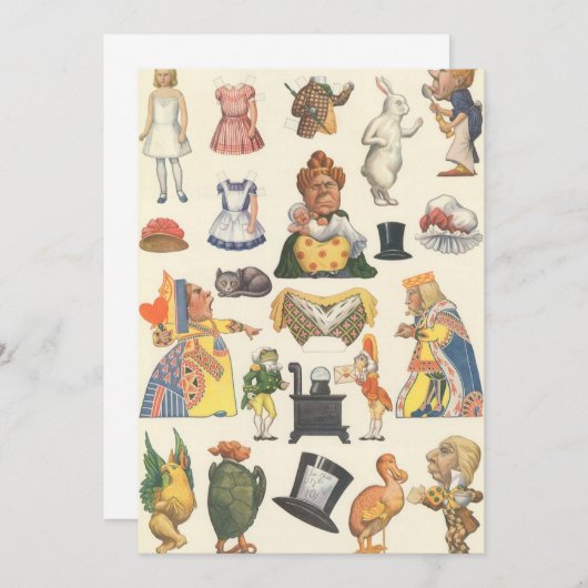 Carte Alice au pays des merveilles, poupée en papier vic (Devant / Derrière)