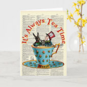 Carte Alice au pays des merveilles Tea Time Old Dictiona (Fleur jaune)