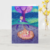 Carte Alice dans le clair de lune du pays des merveilles (Fleur jaune)