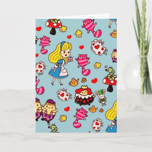 Carte Alice Wonderland Mad Hatter Cat Doodle (Devant)