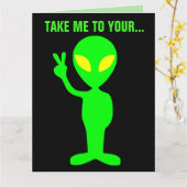 CARTE ALIEN BIRTHDAY FUNNY CAKE GREETING CARD (Fleur jaune)