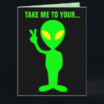 CARTE ALIEN BIRTHDAY FUNNY CAKE GREETING CARD<br><div class="desc">CARTES DE SALUT ALIENS.</div>