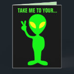 CARTE ALIEN BIRTHDAY FUNNY CAKE GREETING CARD<br><div class="desc">CARTES DE SALUT ALIENS.</div>