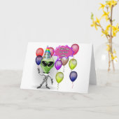 Carte Alien d'anniversaire (Fleur jaune)