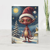 Carte Alien de nuit étoilé Noël Fêtes personnalisées (Dos)
