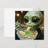 Carte Alien drôle mangeant des nouilles Ramen (Devant / Derrière)