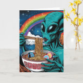 Carte Alien Manger Des Nouilles Toutes Les Occasions (Fleur jaune)