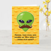 Carte Alien Moustache (anniversaire) (Fleur jaune)