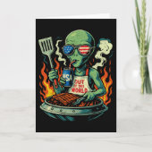 Carte Alien Patriotique Drôle Grillant au Barbecue Améri (Devant)