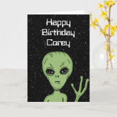 Carte Alien personnalisé, Hors de ce Monde Anniversaire (Fleur jaune)