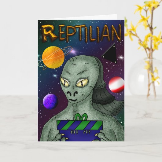 Carte Alien reptilien avec l'espace extra-atmosphérique  (Fleur jaune)