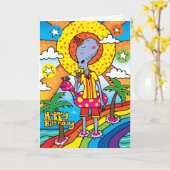 Carte Alien vacances Anniversaire (Fleur jaune)