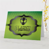 Carte Alien vert d'Halloween (Fleur jaune)