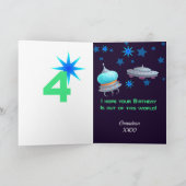 Carte Alien vert OVNI Ajouter un nom Age Anniversaire Ca (Intérieur)