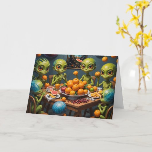 Carte Aliens avec oranges (Fleur jaune)