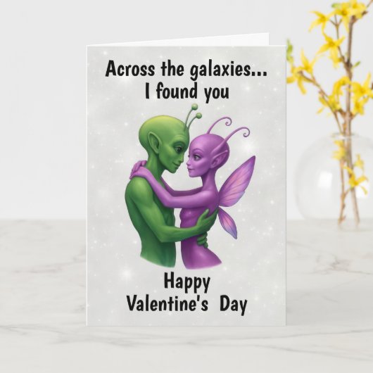Carte Aliens en Amour Valentines Day (Fleur jaune)